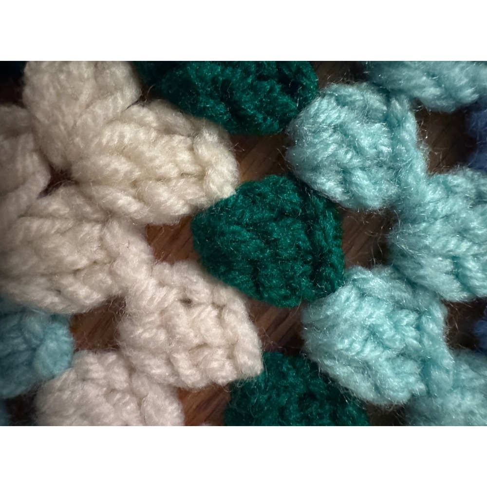 Vintage Handmade Crochet Afghan Throw Blanket Square 55x55 Boho Cottage - Picture 8 of 11